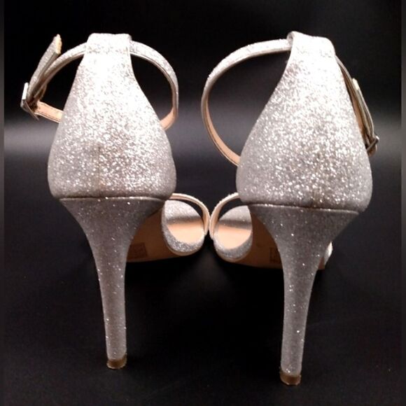 Call it Spring Sparkle Silver High Heel Shoes SZ 10 Formal Party Open Toe - Picture 13 of 16